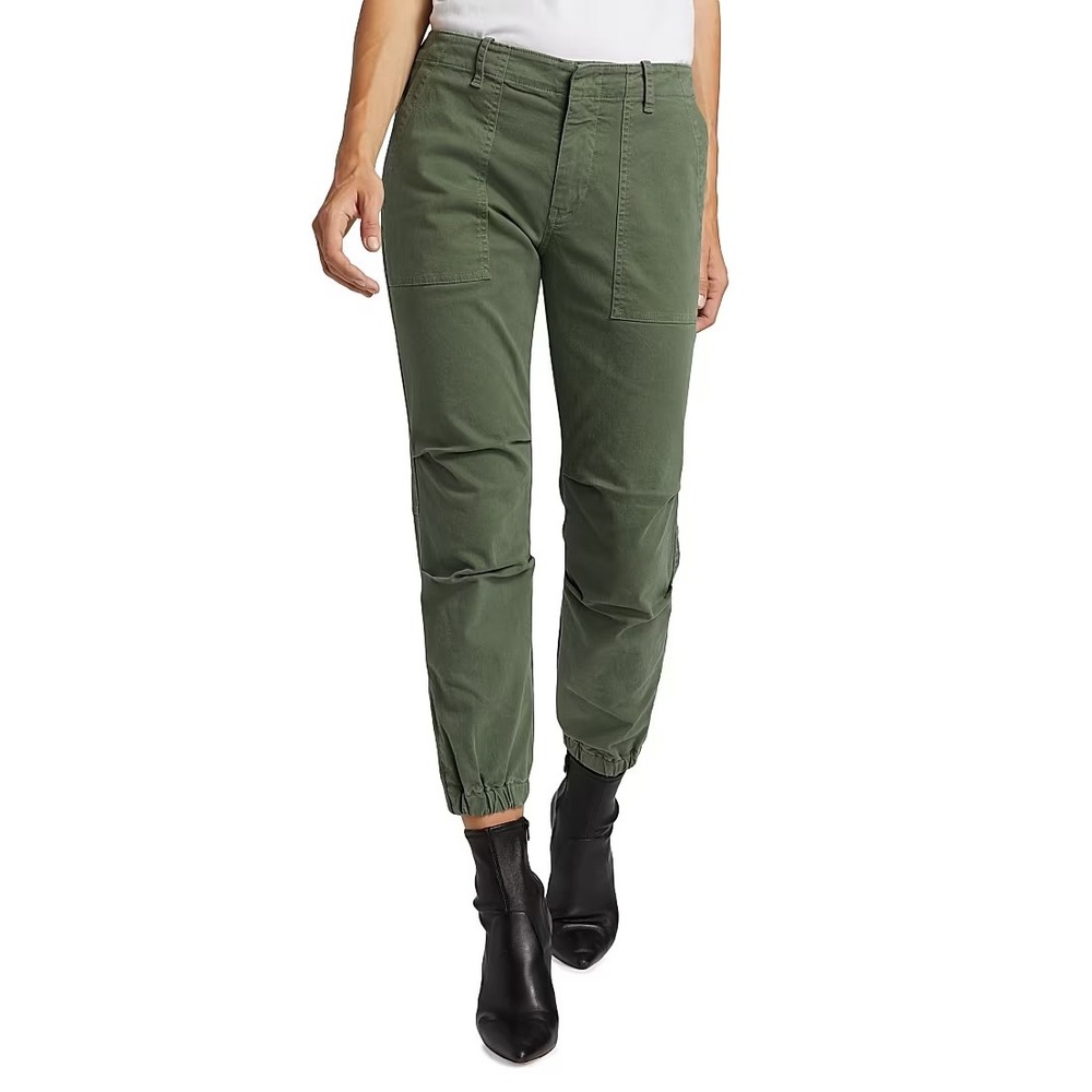 Nili Lotan Utility Cotton Green Military Zip Jogger Cuff Pants Size‎ 4